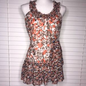 RSVP Sheer Ruffle Tunic Blouse Hi Low
